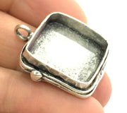 Antique Silver Plated Brass  Mountings , Blanks (20 mm square blank)  G17451