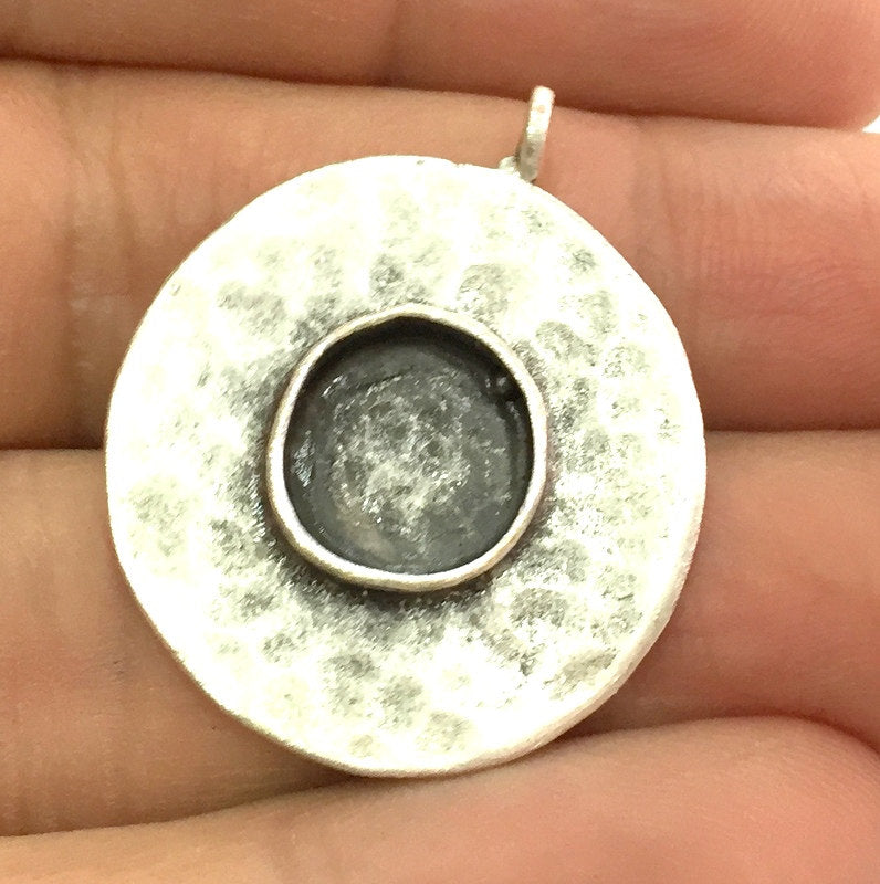 Antique Silver Plated Brass  Mountings , Blanks (10 mm blank) G5270