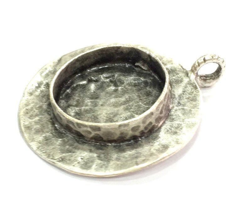 Antique Silver Plated Brass  Mountings , Blanks (20 mm blank) G5274