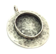 Antique Silver Plated Brass  Mountings , Blanks (20 mm blank) G5274