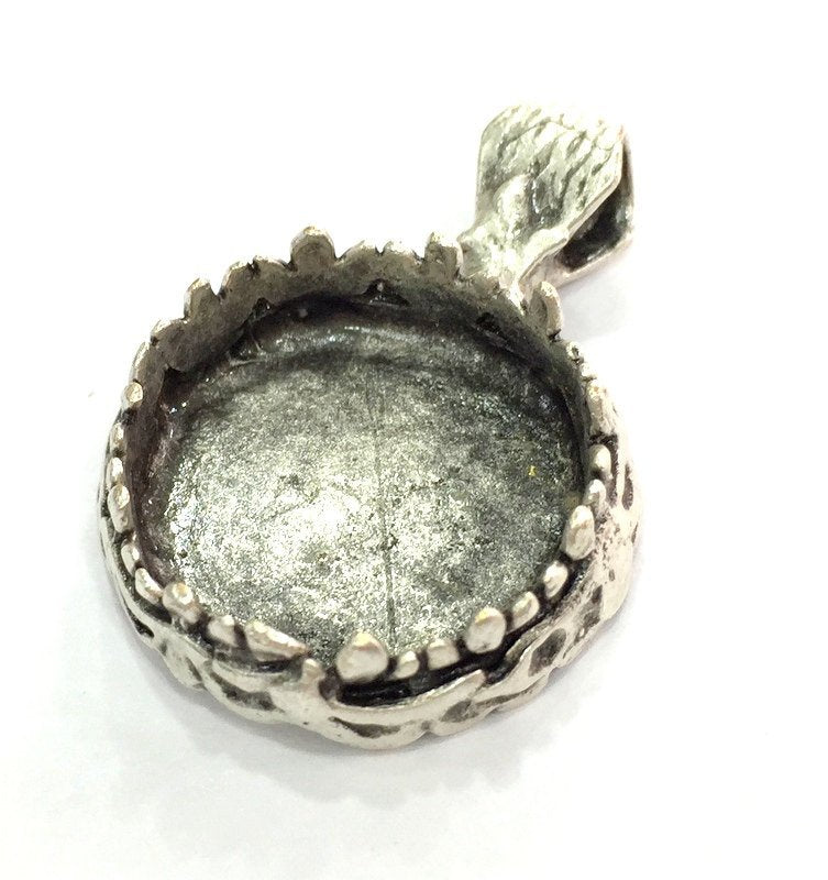 Antique Silver Plated Brass  Mountings , Blanks (20 mm blank) G5276