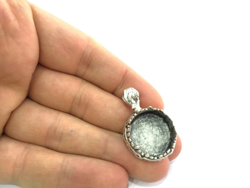 Antique Silver Plated Brass  Mountings , Blanks (20 mm blank) G5276