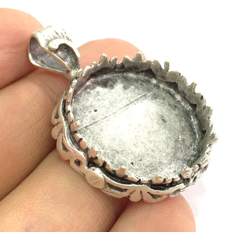 Antique Silver Plated Brass  Mountings , Blanks (25 mm blank) G5277