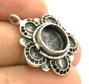 Silver Pendant Blank Base Setting Necklace Blank Mountings Antique Silver Plated Brass (10 mm blank) G5278