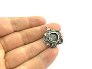 Silver Pendant Blank Base Setting Necklace Blank Mountings Antique Silver Plated Brass (10 mm blank) G5278