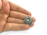 Silver Pendant Blank Base Setting Necklace Blank Mountings Antique Silver Plated Brass (10 mm blank) G5278