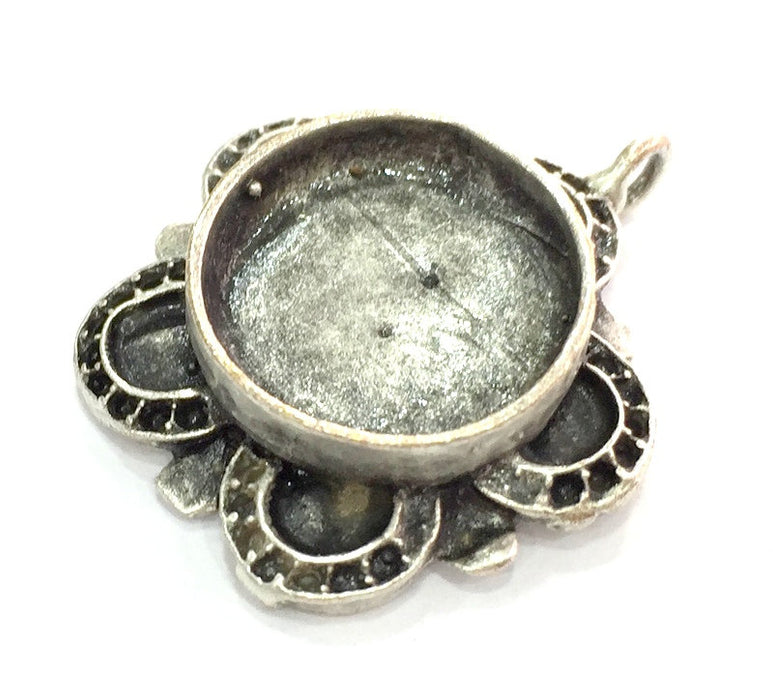 Pendant Blank Base Setting Necklace Mountings Cabochon base(16 mm blank) Antique Silver Plated Brass  G5279