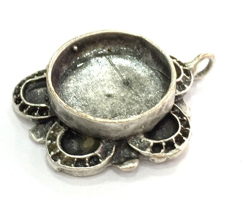 Pendant Blank Base Setting Necklace Mountings Cabochon base(16 mm blank) Antique Silver Plated Brass  G5279