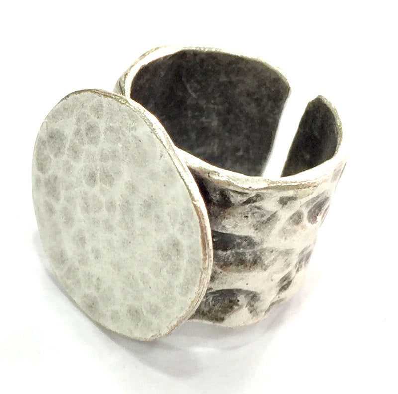 Adjustable Ring Blank, (20 mm blank) Antique Silver Plated Brass G12639