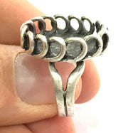 Adjustable Ring Blank, (18x13 mm blank ) Antique Silver Plated Brass G5283