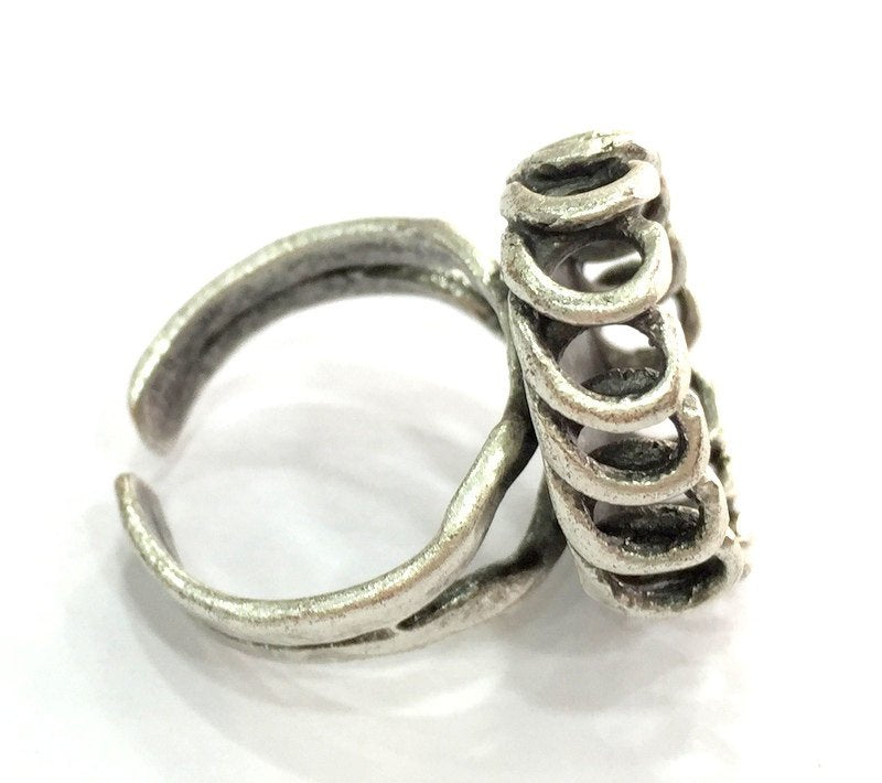 Adjustable Ring Blank, (18x13 mm blank ) Antique Silver Plated Brass G5283