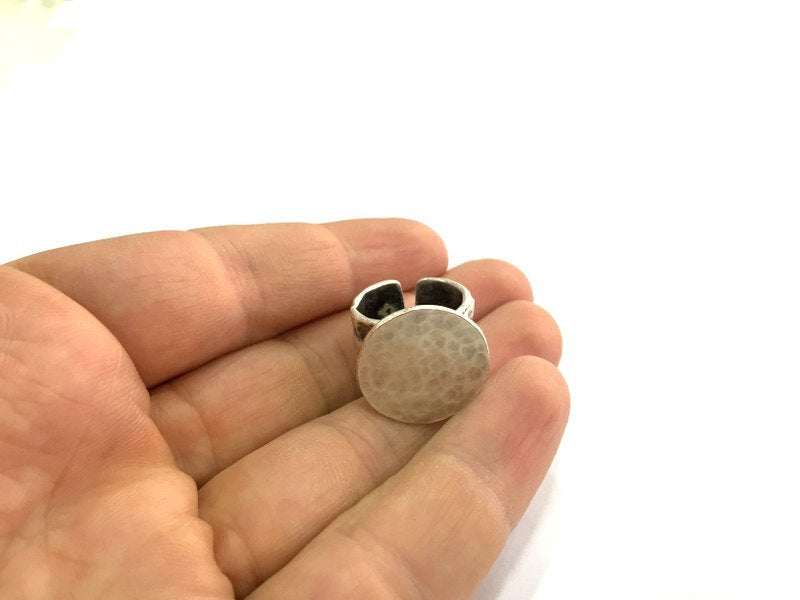 Adjustable Ring Blank, (20 mm blank) Antique Silver Plated Brass G12639