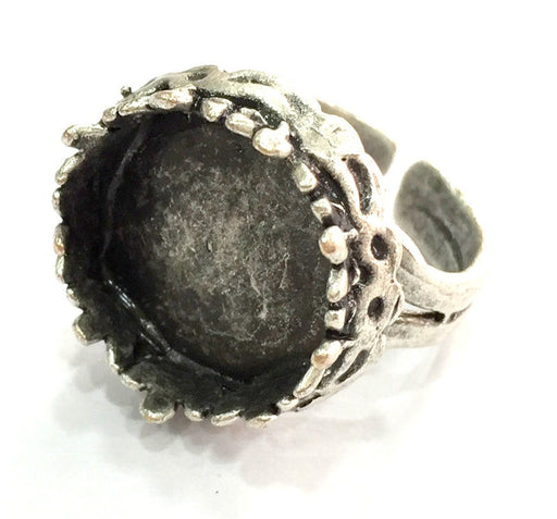 Adjustable Ring Blank, (16 mm blank ) Antique Silver Plated Brass G5282