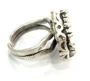 Adjustable Ring Blank, (16 mm blank ) Antique Silver Plated Brass G5282