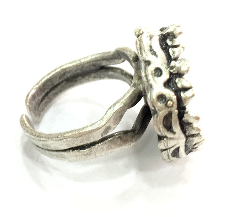 Adjustable Ring Blank, (16 mm blank ) Antique Silver Plated Brass G5282