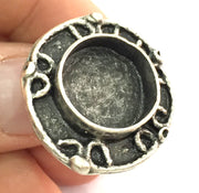 Silver Ring Blank Ring Settings Ring Bezel Base Cabochon Mountings Adjustable (16 mm blank ) Antique Silver Plated Brass G16684