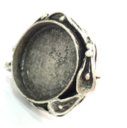 Silver Ring Settings Ring Blank Ring Bezel Base  Cabochon Mountings Adjustable (25mm blank ) Antique Silver Plated Brass G16683