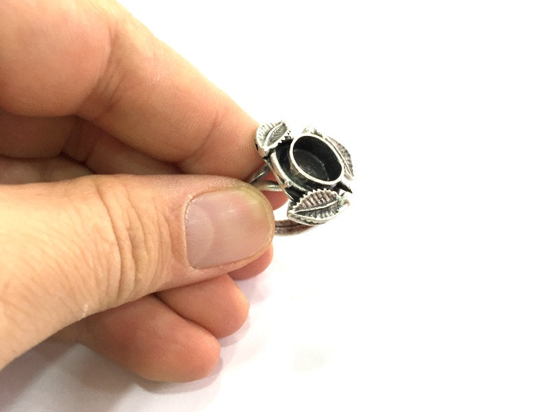 Adjustable Ring Blank, (10mm blank ) Antique Silver Plated Brass G5294