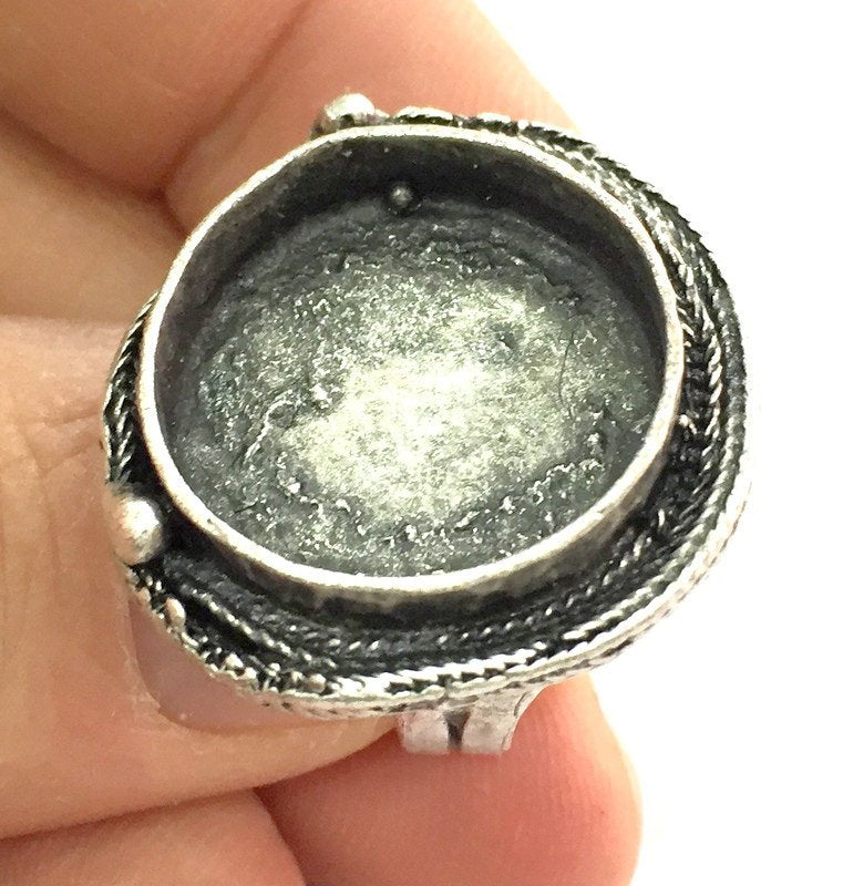 Adjustable Ring Blank, (20mm blank ) Antique Silver Plated Brass G5295