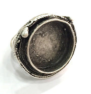 Adjustable Ring Blank, (20mm blank ) Antique Silver Plated Brass G5295