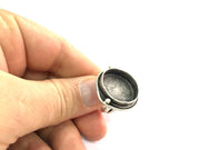 Silver Ring Settings Ring Blank Ring Bezel Base Cabochon Mountings Adjustable  (20mm blank ) Antique Silver Plated Brass G5296