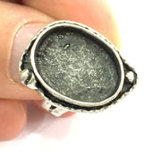 20 Silver Ring Blank Bezel Settings Cabochon Base Mountings Adjustable Ring  (18x13 mm blank ) Antique Silver Plated Brass G5289
