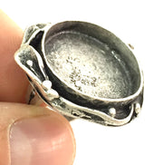 Silver Ring Settings Ring Blank Ring Bezel Base  Cabochon Mountings Adjustable (25mm blank ) Antique Silver Plated Brass G16683