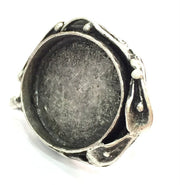 Silver Ring Settings Ring Blank Ring Bezel Base  Cabochon Mountings Adjustable (25mm blank ) Antique Silver Plated Brass G16683