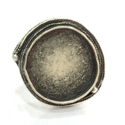 Adjustable Ring Blank, (25mm blank ) Antique Silver Plated Brass G5291