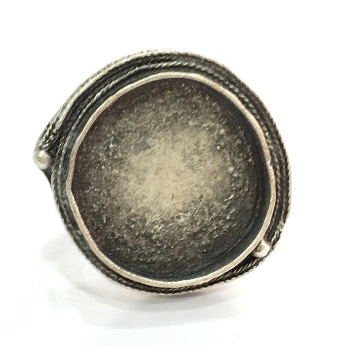 Adjustable Ring Blank, (25mm blank ) Antique Silver Plated Brass G5291