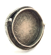 Adjustable Ring Blank, (25mm blank ) Antique Silver Plated Brass G5291