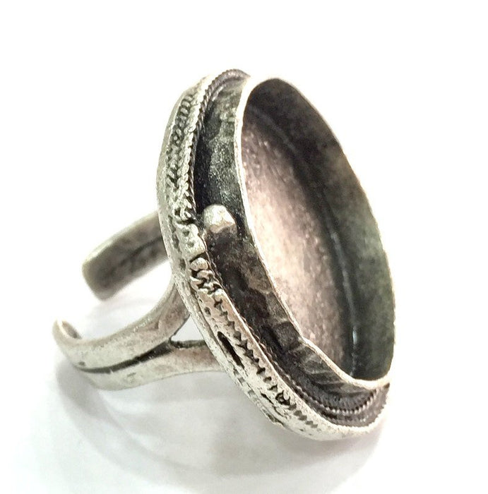 Adjustable Ring Blank, (25mm blank ) Antique Silver Plated Brass G5291
