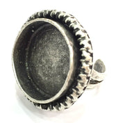 Adjustable Ring Blank, (20mm blank ) Antique Silver Plated Brass G5292