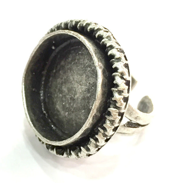 Adjustable Ring Blank, (20mm blank ) Antique Silver Plated Brass G5292