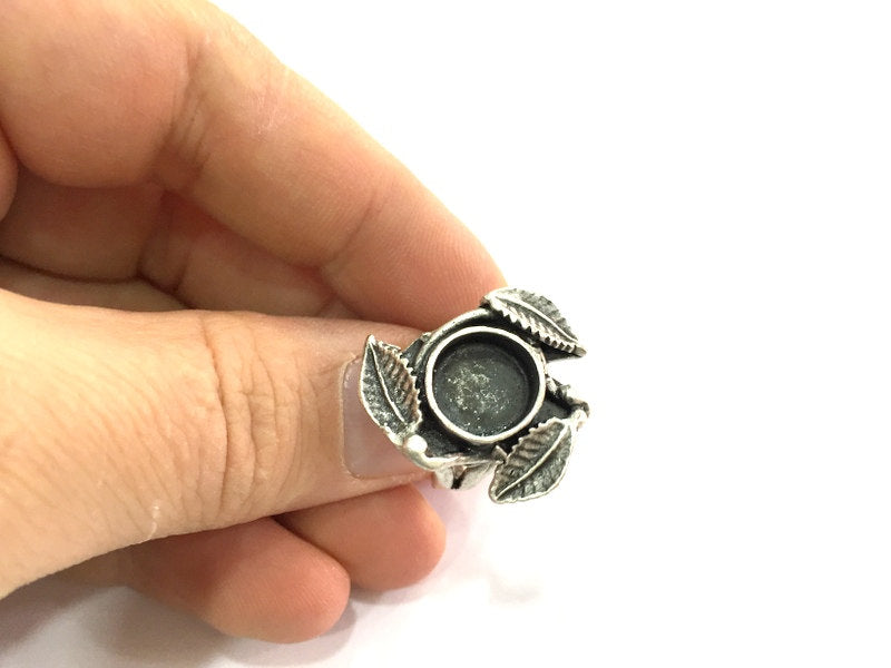 Adjustable Ring Blank, (10mm blank ) Antique Silver Plated Brass G5294