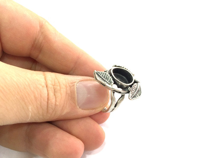 Adjustable Ring Blank, (10mm blank ) Antique Silver Plated Brass G5294