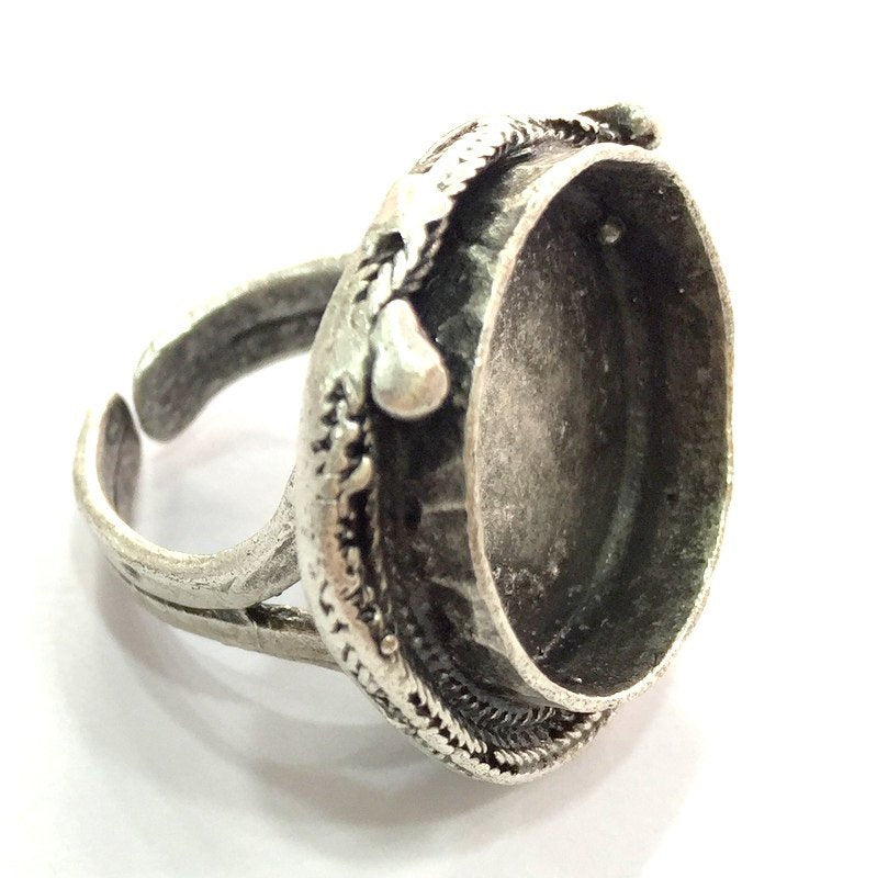 Adjustable Ring Blank, (20mm blank ) Antique Silver Plated Brass G5295