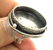 Adjustable Ring Blank, (25 mm blank ) Antique Silver Plated Brass G8693