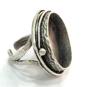 Adjustable Ring Blank, (25 mm blank ) Antique Silver Plated Brass G8693