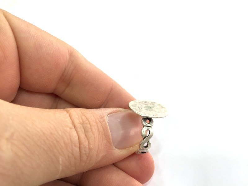 Adjustable Ring Blank, (15mm blank ) Antique Silver Plated Brass G5312