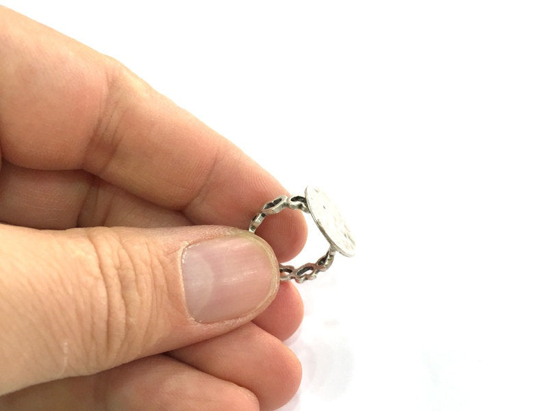 Adjustable Ring Blank, (15mm blank ) Antique Silver Plated Brass G5313