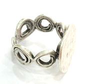 Adjustable Ring Blank, (15mm blank ) Antique Silver Plated Brass G5318