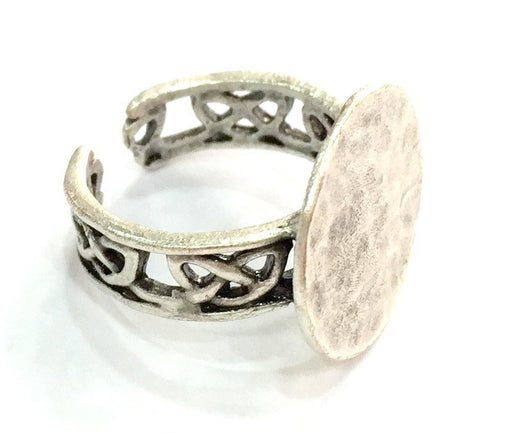 Adjustable Ring Blank, (15mm blank ) Antique Silver Plated Brass G5317