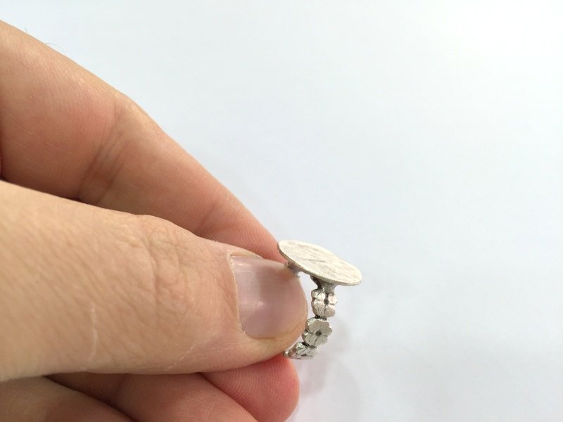 Adjustable Ring Blank, (15mm blank ) Antique Silver Plated Brass G5320
