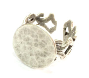 Adjustable Ring Blank, (15mm blank ) Antique Silver Plated Brass G5321