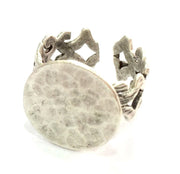 Adjustable Ring Blank, (15mm blank ) Antique Silver Plated Brass G5321