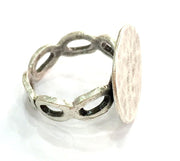 Adjustable Ring Blank, (15mm blank ) Antique Silver Plated Brass G5322