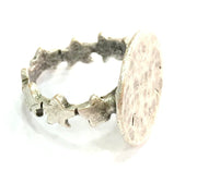 Adjustable Ring Blank, (15mm blank ) Antique Silver Plated Brass G5324