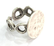 Adjustable Ring Blank, (15mm blank ) Antique Silver Plated Brass G5318