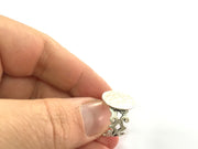 Adjustable Ring Blank, (15mm blank ) Antique Silver Plated Brass G5321